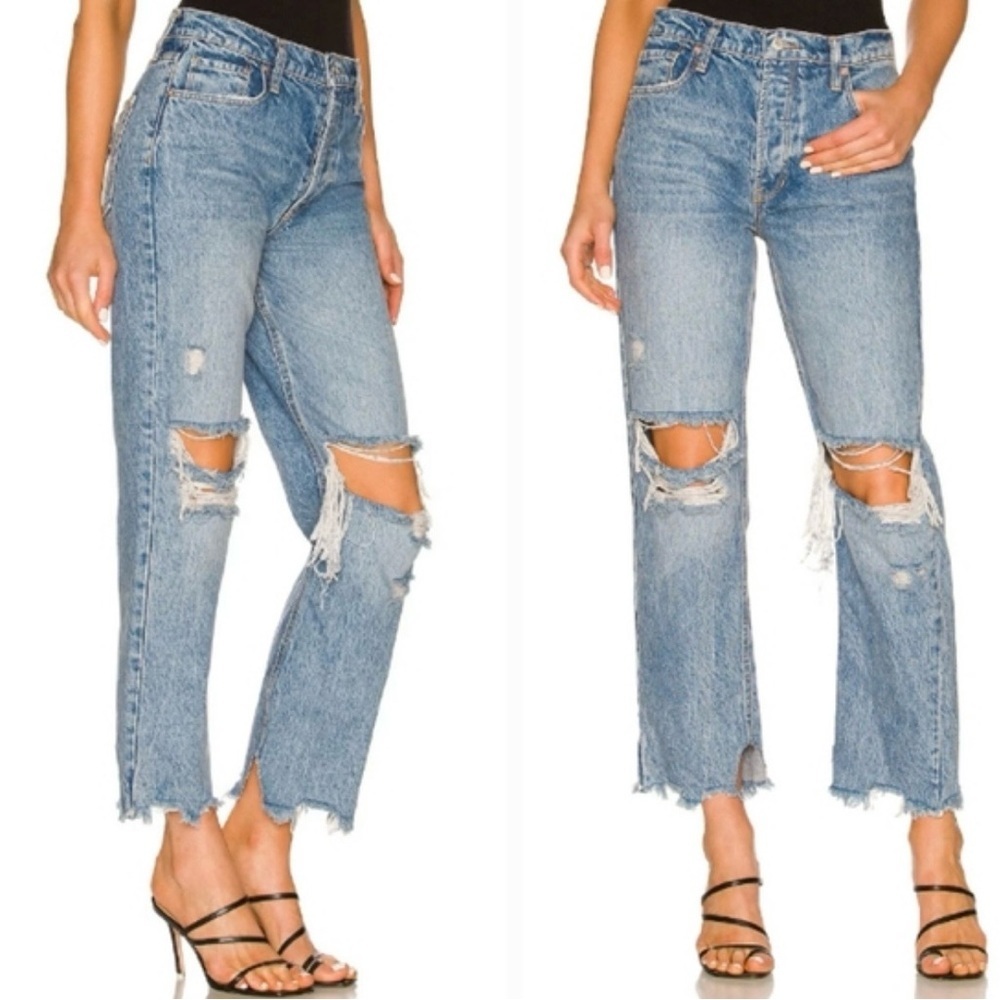 We The Free Light Blue Distressed Boyfriend Jeans